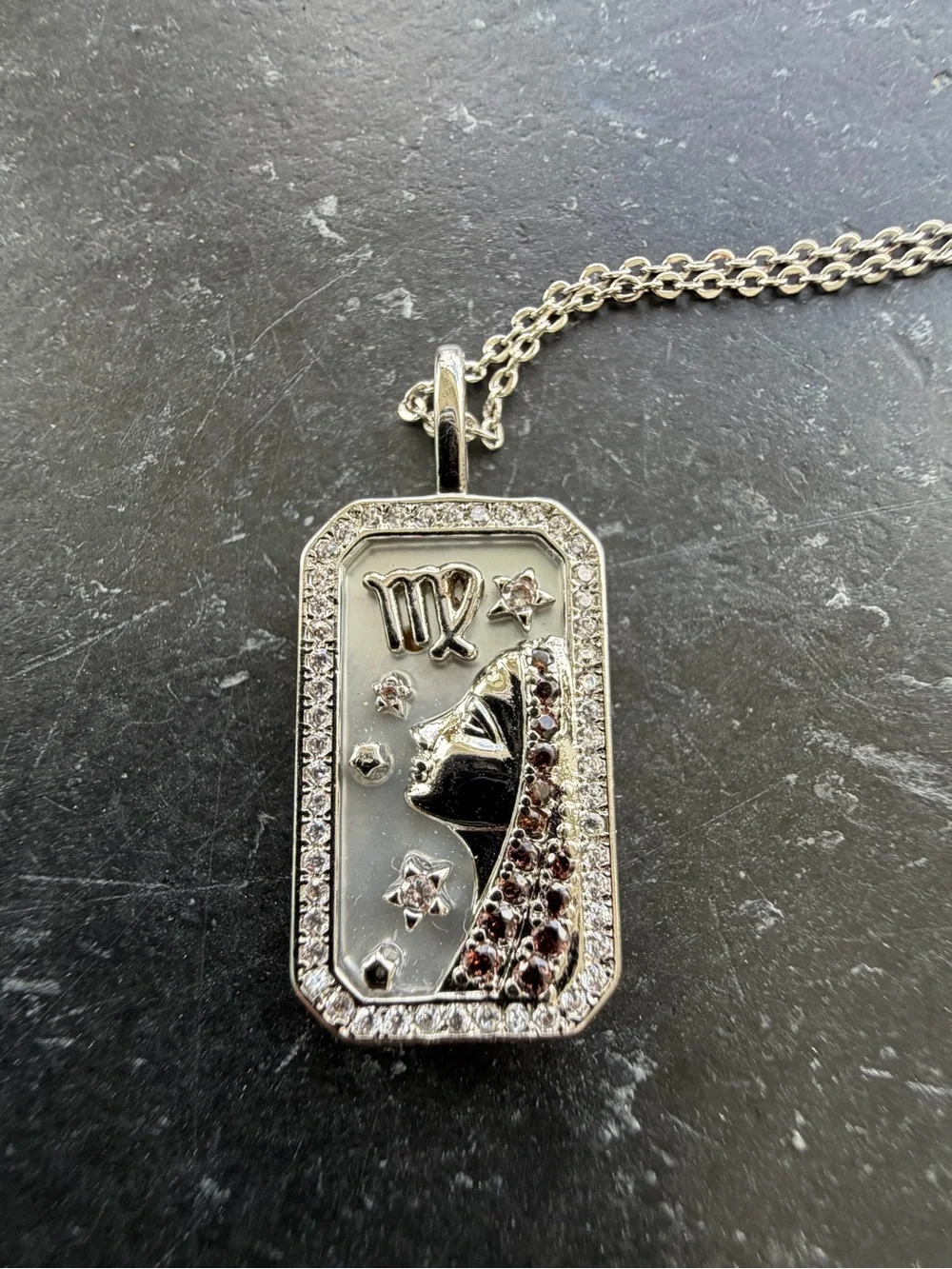 Zodiac Amulet Silver Virgo Pendant Necklace adjustable length